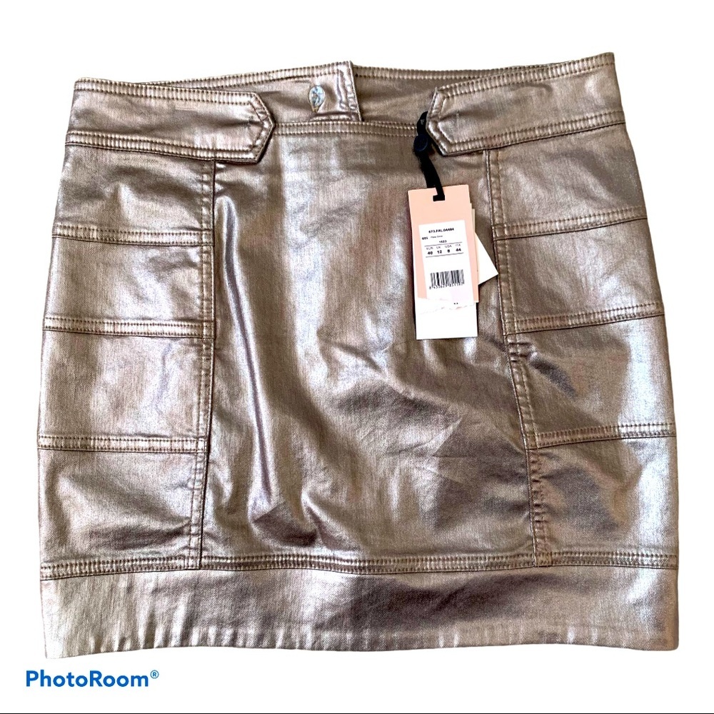 NWT Anthropologie Intropia Plata Metallic Micro Mini Skirt Sz 8 40